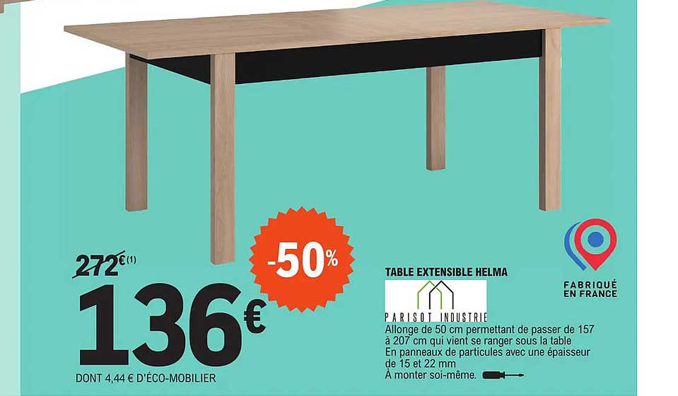 table extensible helma parisot industrie