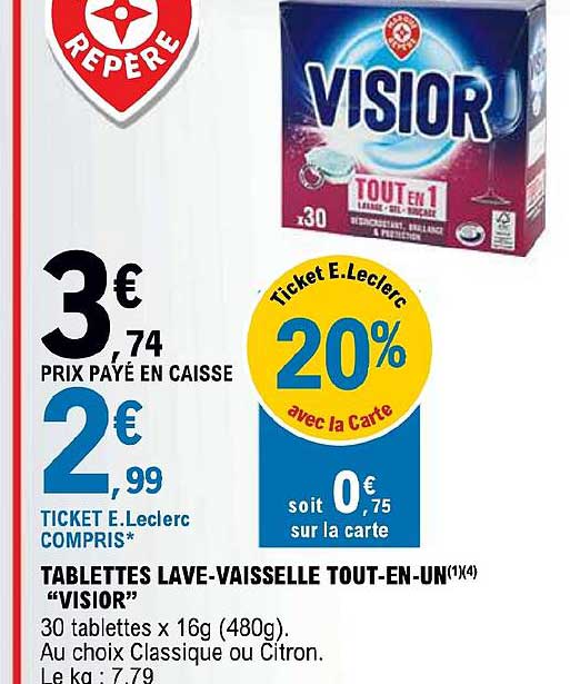 tablettes lave-vaisselle tout-en-un "visior"