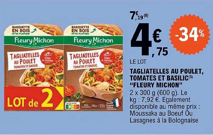 tagliatelles au poulet tomates et basilic "fleury michon"