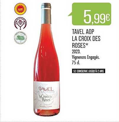 tavel aop la croix des roses 2023 vignerons engagés