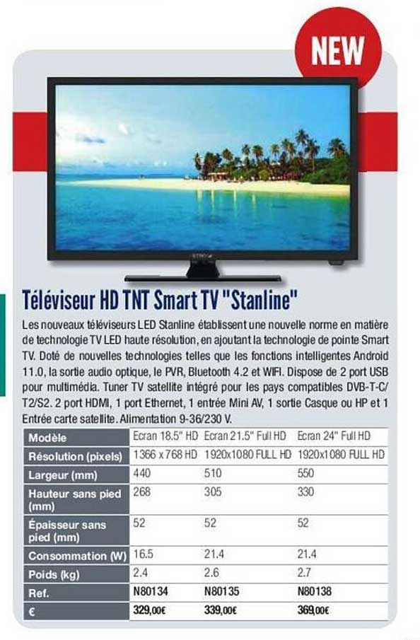 téléviseur hd tnt smar tv "stanline"