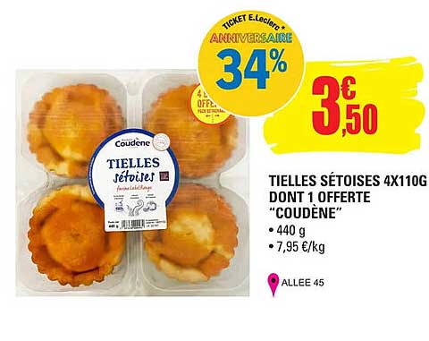 tielles sétoises 4 x 110 g dont 1 offerte "coudène"