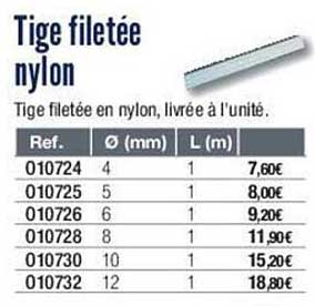 tige filetée nylon