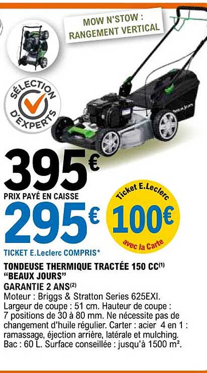 tondeuse thermique tractée 150 cc "beaux jours"