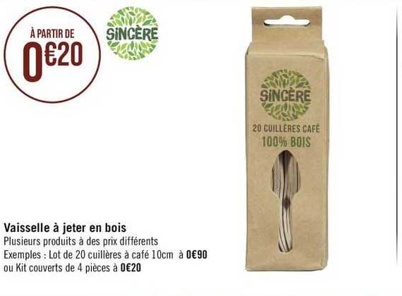 vaisselle à jeter en bois