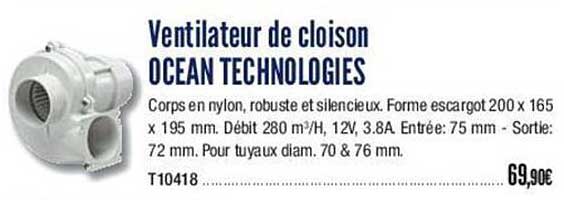 ventilateur de cloison ocean technologies