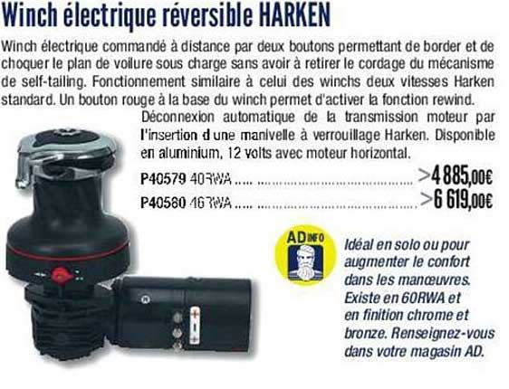 winch électrique réversible harken