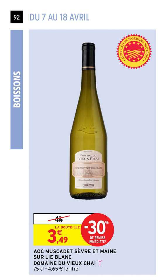 aoc muscadet sèvre et maine sur lie blanc domaine du vieux chai