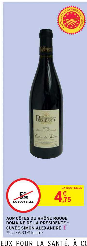 aop côtes du rhône rouge domaine de la présidente - cuvée simon alexandre