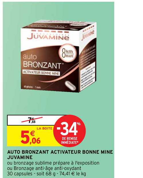 auto bronzant activateur bonne mine juvamine