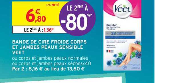 bande de cire froide corps et jambes peaux sensible veet