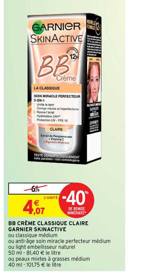 Bb Crème Classique Claire Garnier Skinactive