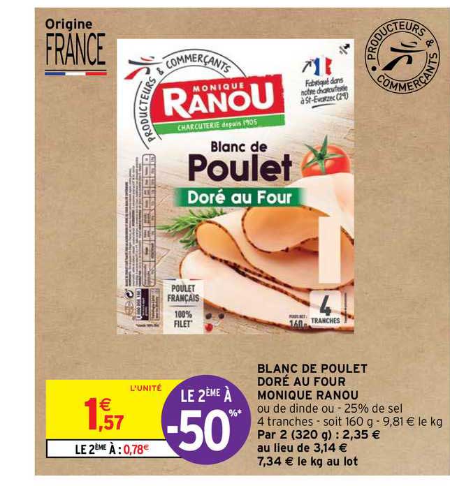 blanc de poulet doré au four monique ranou le 2ème à -50%
