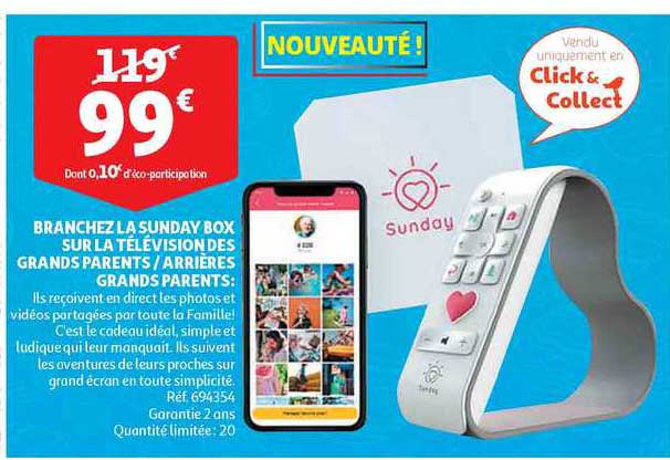 branchez la sunday box sur la télévision des grands parents - arrières grands parent