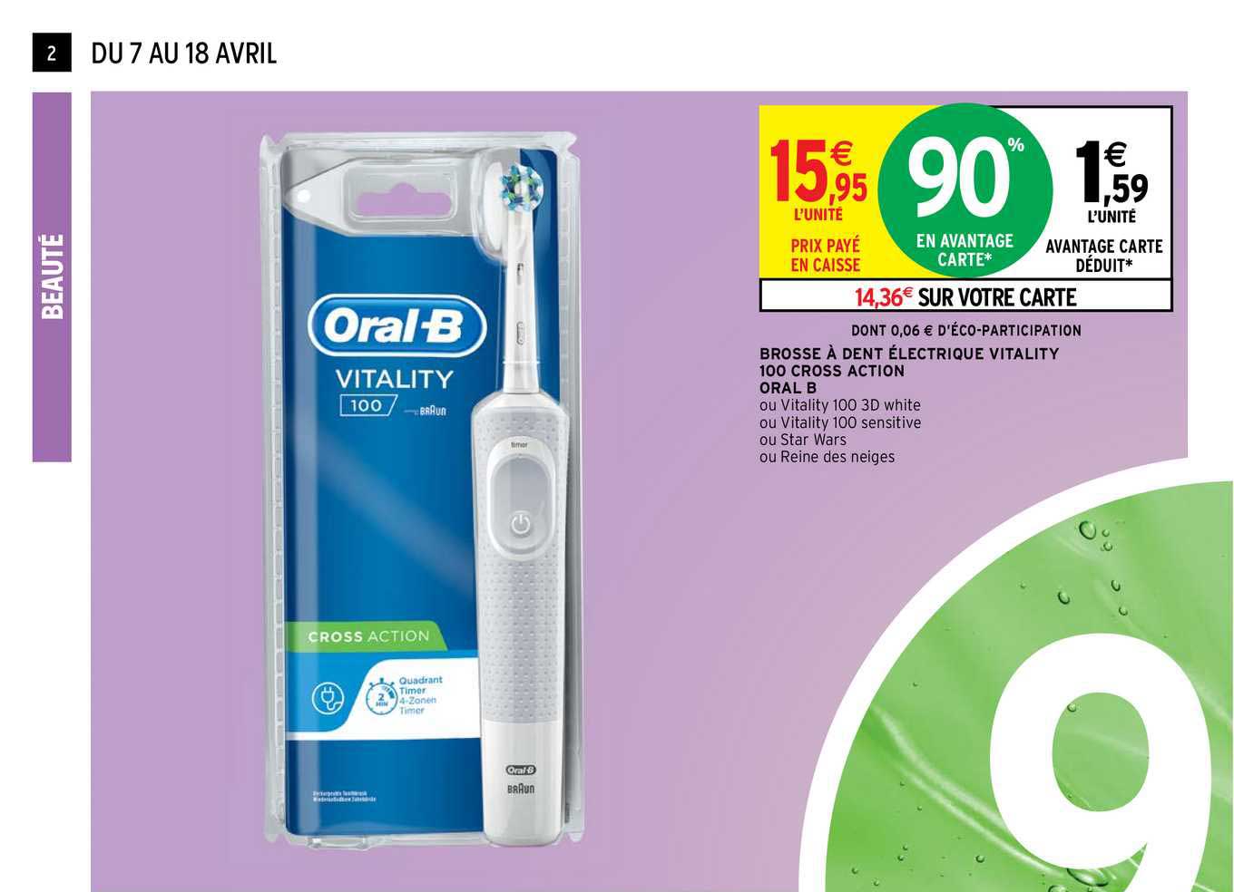 brosse à dent électrique vitality 100 crosse action oral b