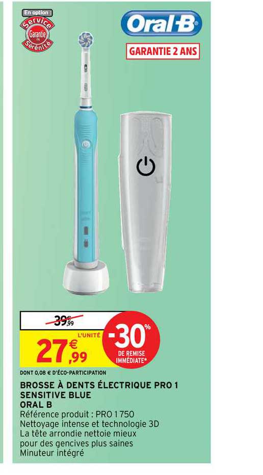 brosse à dents électrique pro 1 sensitive blue oral b
