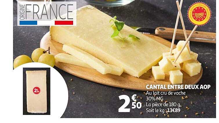 cantal entre deux aop au lait cru de vache