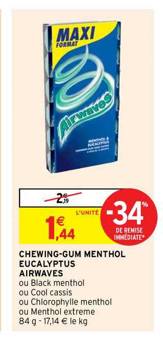 chewing-gum menthol eucalyptus airwaves