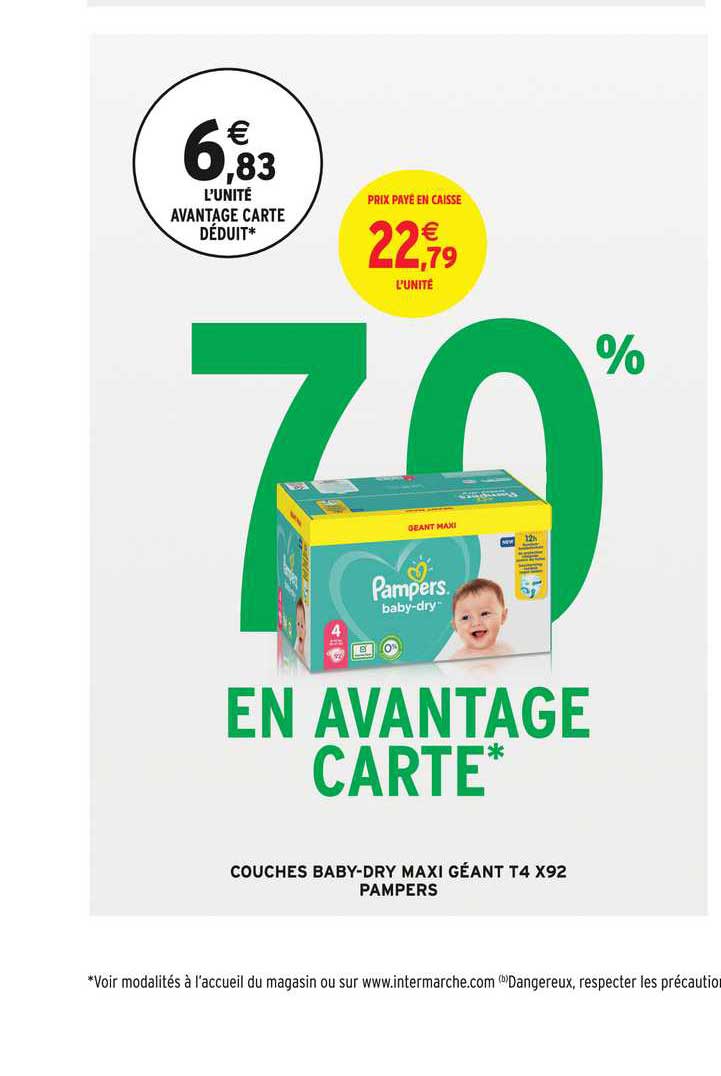 couches baby-dry maxi géant t4 x92 pampers
