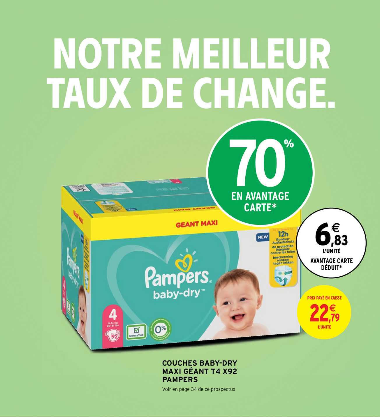 couches baby-dry maxi géant t4 x92 pampers