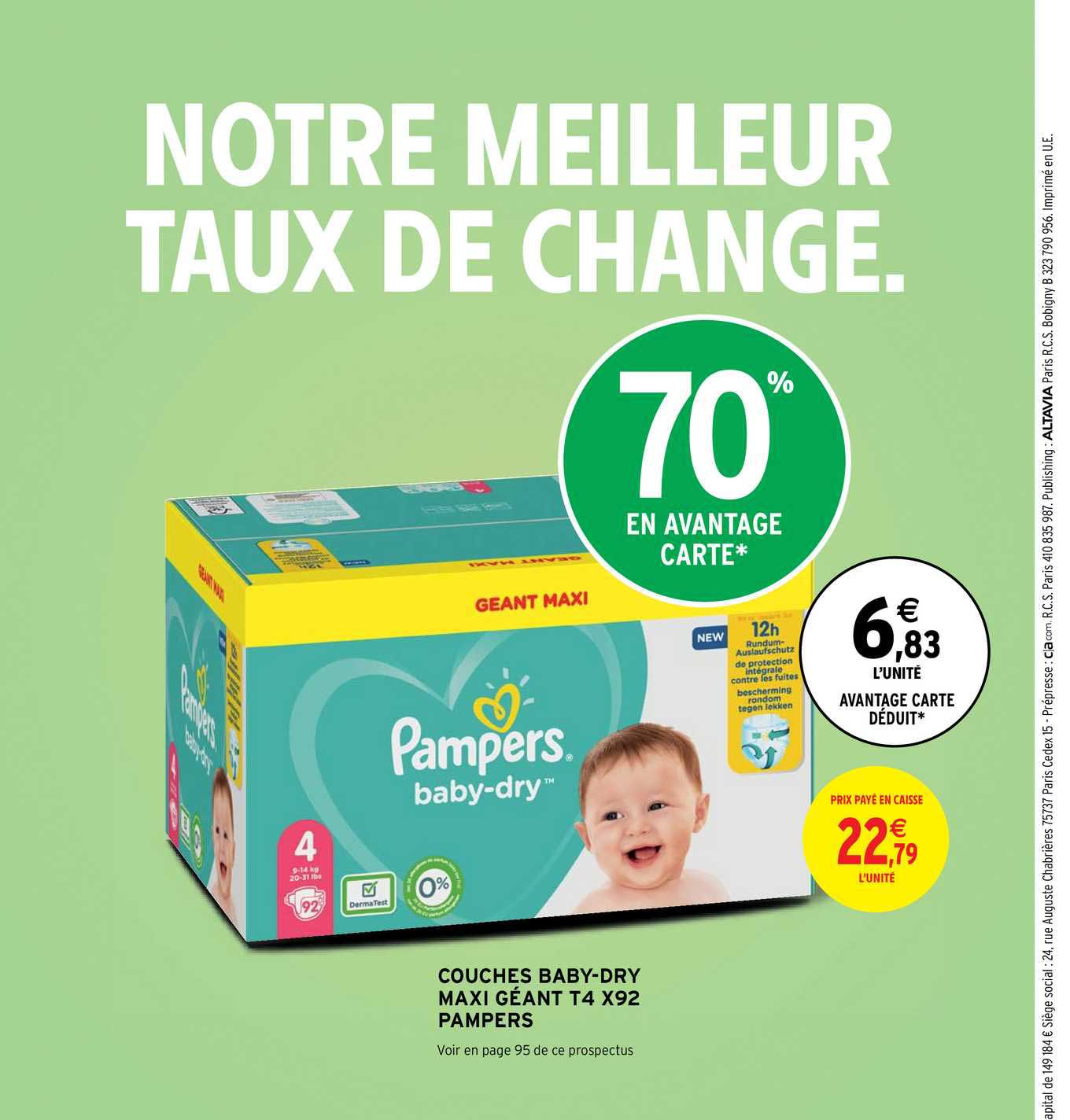Couches Baby-dry Maxi Géant T4 X92 Pampers