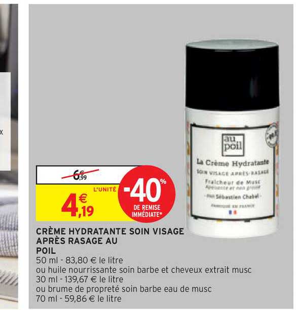 crème hydratante soin visage après rasage au poil