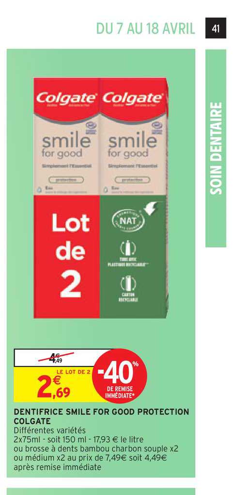 dentifrice smile for good protection colgate