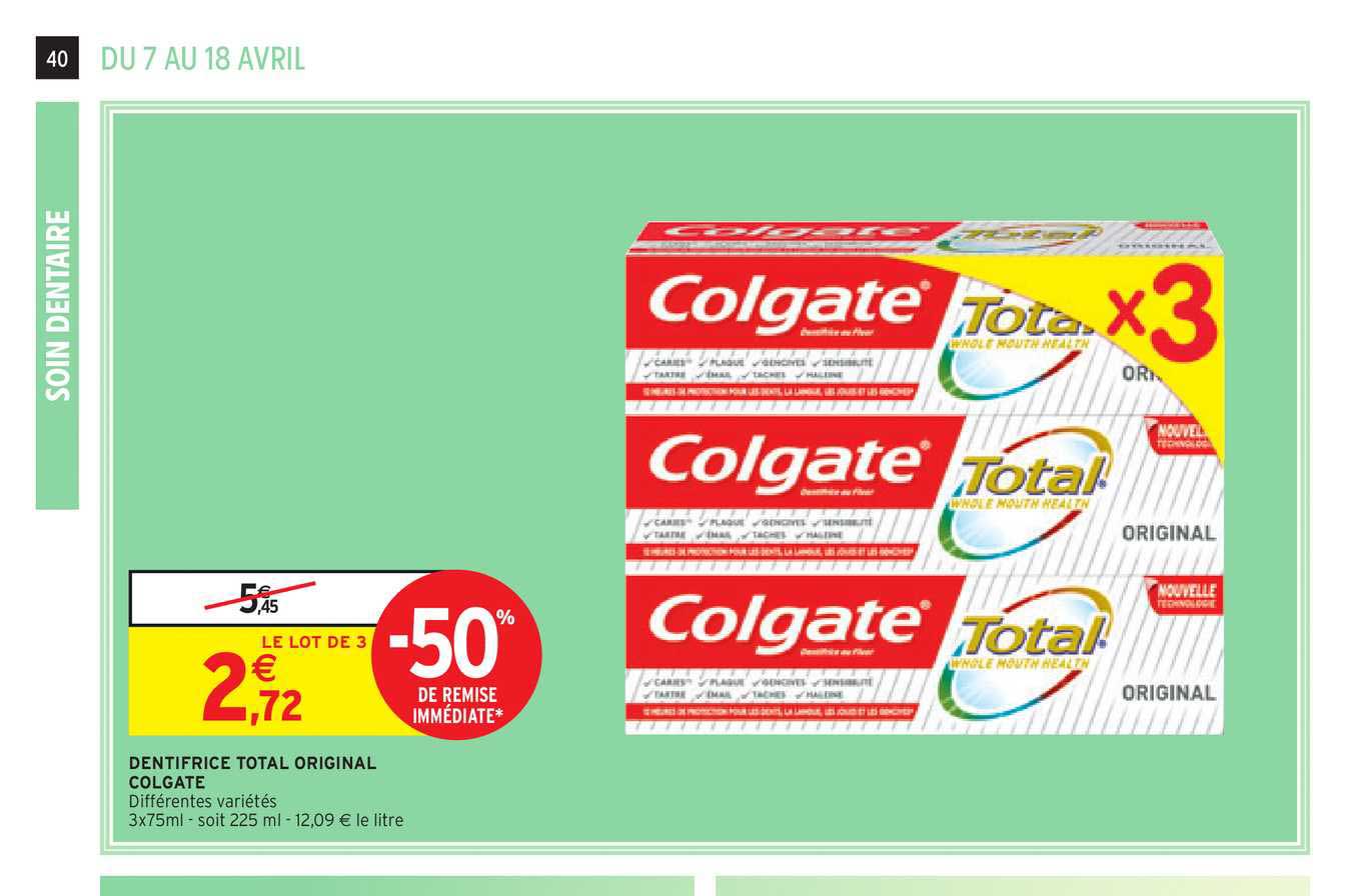 Dentifrice Total Original Colgate