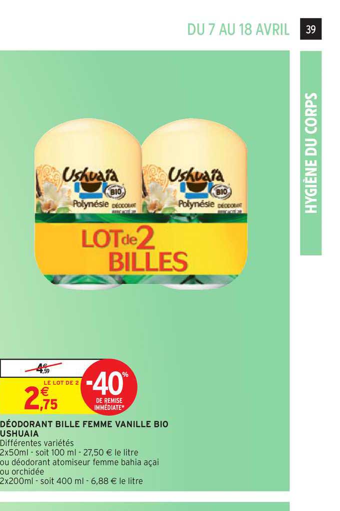 Déodorant Bille Femme Vanille Bio Ushuaia