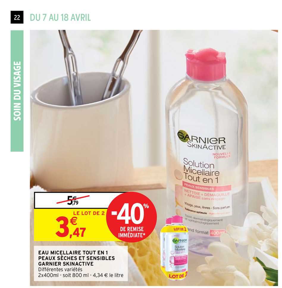 eau micellaire tout en 1 peaux sèches et sensibles garnier skinactive