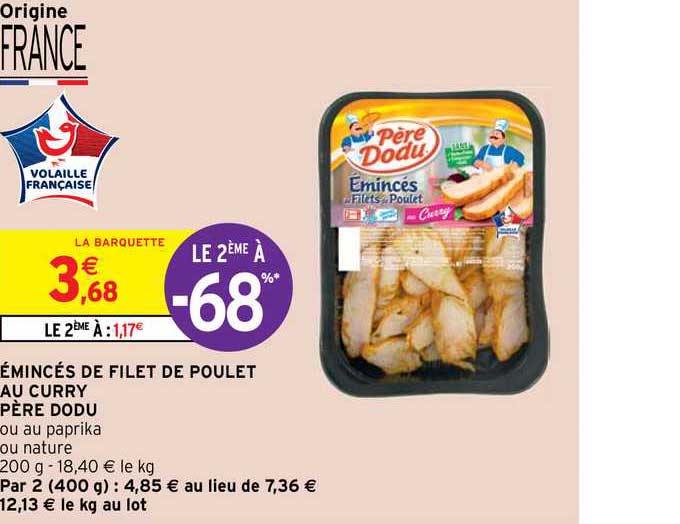 émincés de filet de poulet au curry père dodu