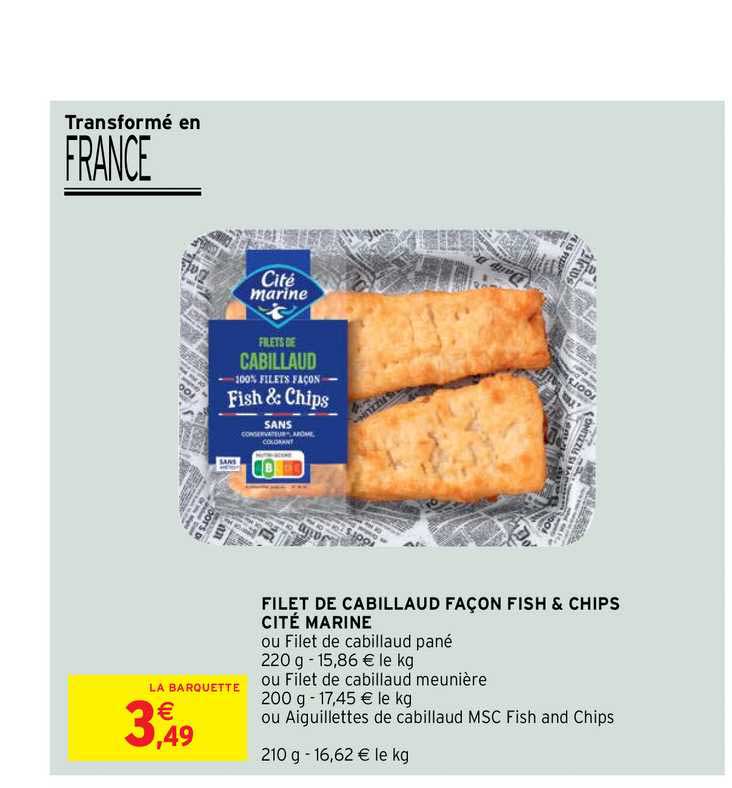 filet de cabillaud façon fish & chips cité marine