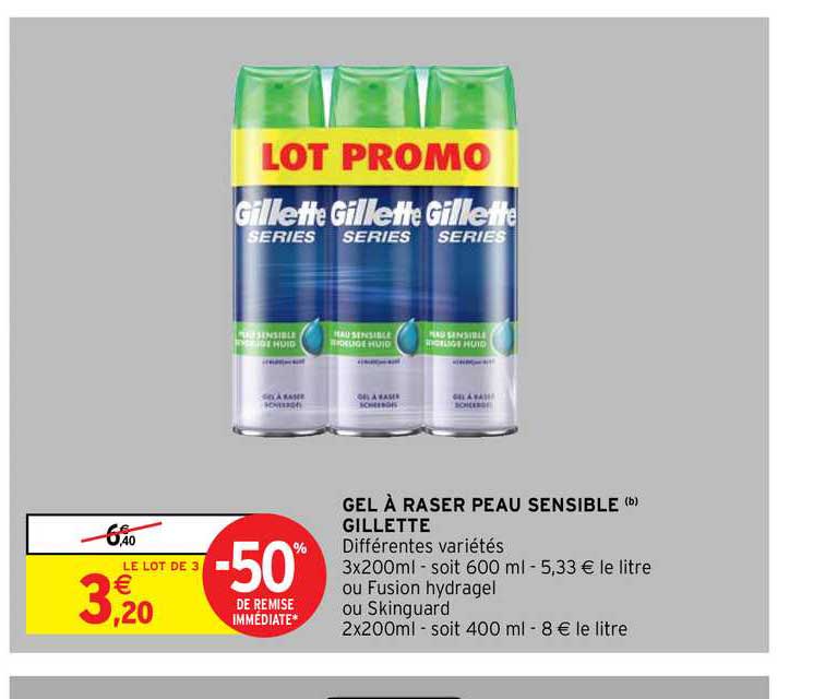 gel à raser peau sensible gillette
