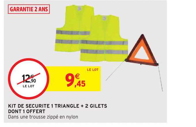kit de securité 1 triangle + 2 gilets dont 1 offert