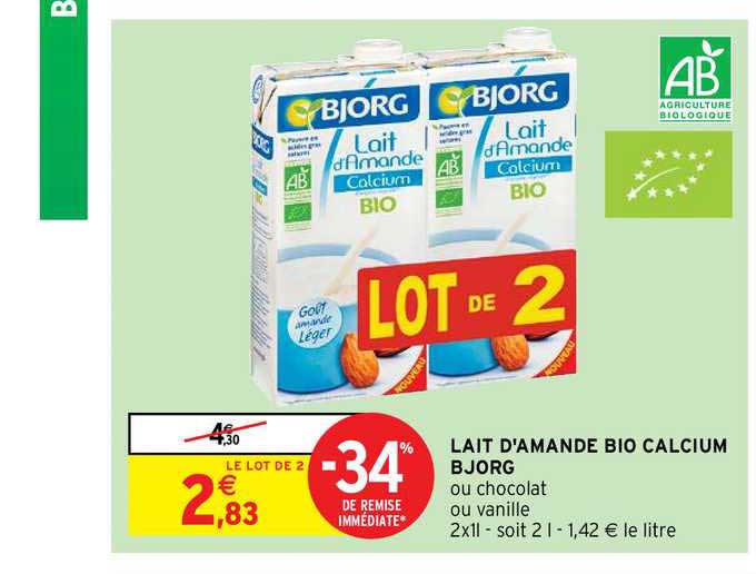lait d'amande bio calcium bjorg