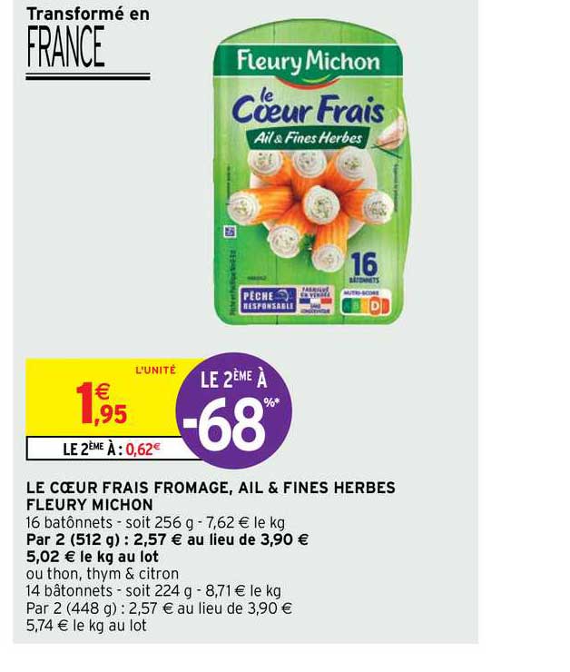 Le Coeur Frais Fromage, Ail & Fines Herbes Fleury Michon
