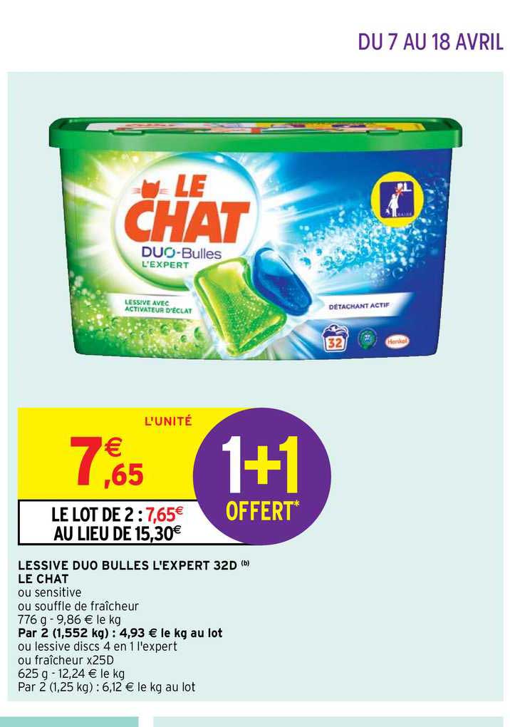 lessive duo bulles l'expert 32d 1+1 offert