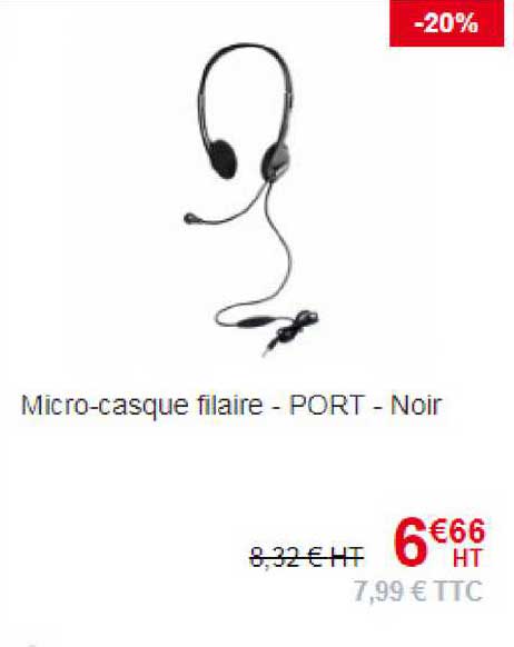 micro-casque filaire - port - noir