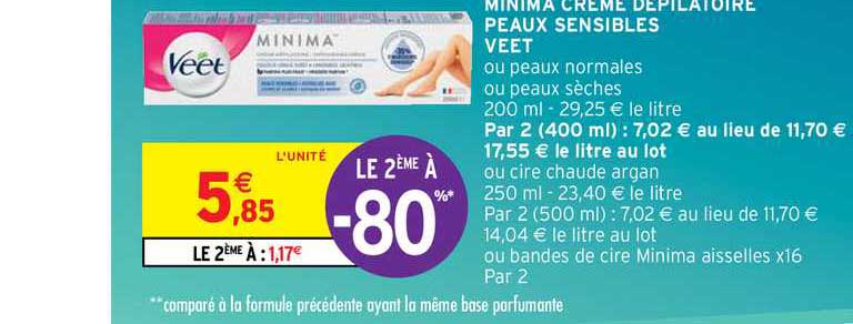 minima crème dépilatoire peaux sensibles veet