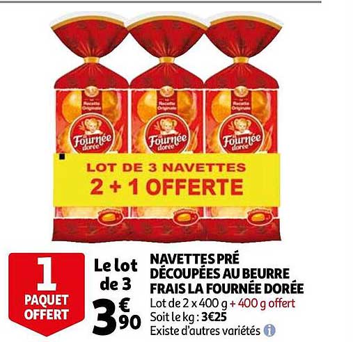 navettes pré découpées au beurre frais la  fournée dorée