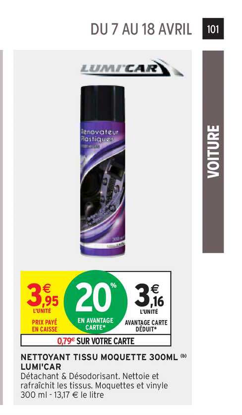 nettoyant tissu moquette 300ml lumi'car