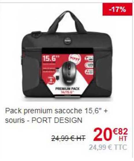 pack premium sachoche 15,6" + souris - port design