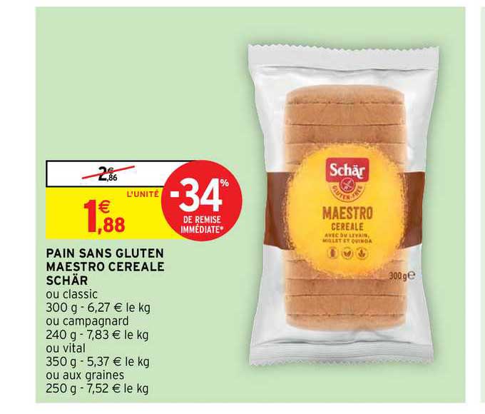 pain sans gluten maestro céréale schär