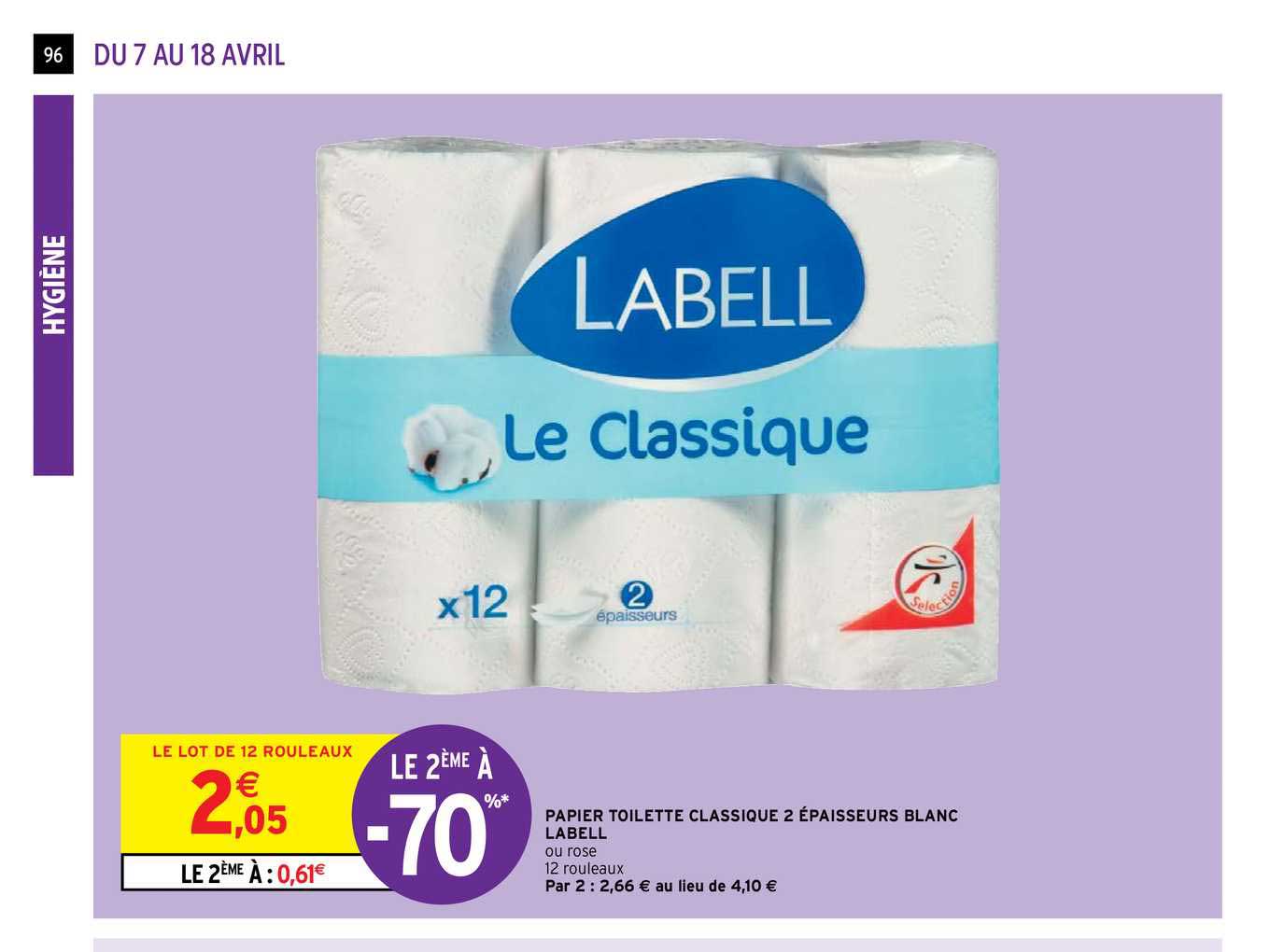 papier toilette classique 2 épaisseurs blanc labell
