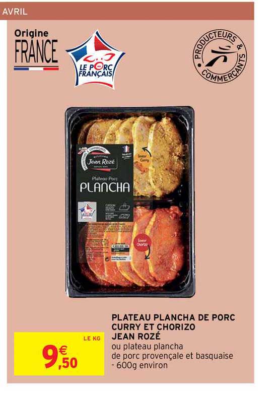 plateau plancha de porc curry et chorizo jean rozé