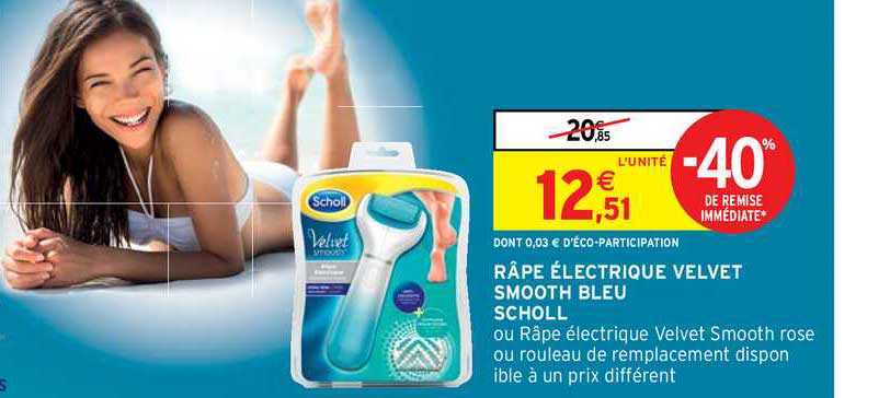 râpe électrique velvet smooth bleu scholl