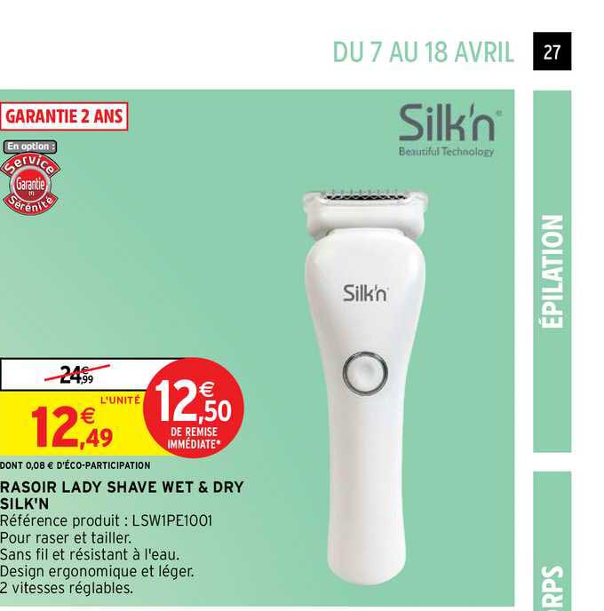 rasoir lady shave wet & dry silk'n