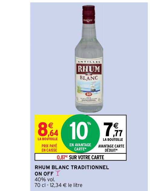 rhum blanc traditionnel on off