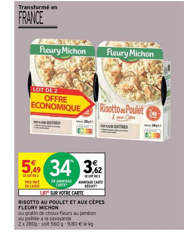 risotto au poulet et aux cèpes fleury michon