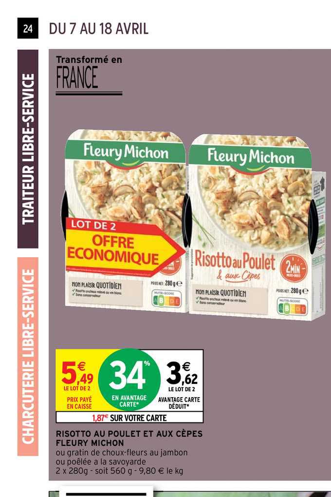 risotto au poulet et aux cèpes fleury michon